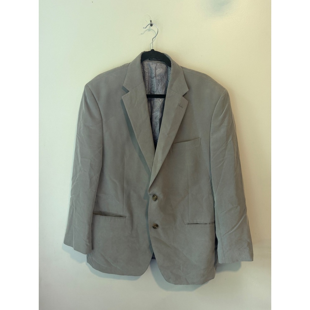 Chaps Mens Gray Modal Blend Two Button Blazer Sport Coat 44R Paisley Lining